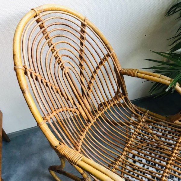Kwik journalist Woordvoerder Vintage rotan fauteuil Rohé Noordwolde midcentury jaren 50 - Woodstock  design