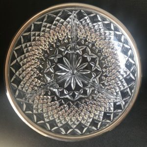 Vintage bonbonnière kristal met vergulde rand