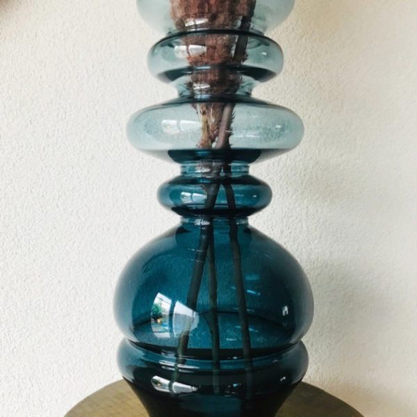 Vaag schors Verzamelen Vaas blauw glas cilinders Levon 34.5cm | Woodstock design | Vintage webshop