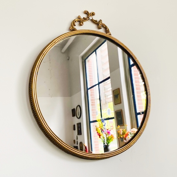 kwaadaardig Onderstrepen verbanning Vintage ronde gouden spiegel metaal | Woodstock design | Webshop