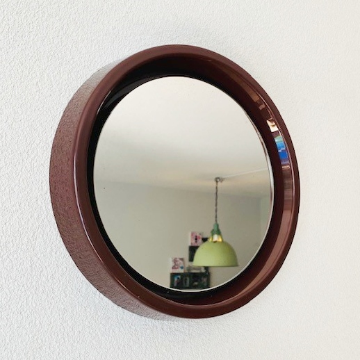 retro ronde spiegel bruin