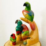 Set houten papagaaien vintage