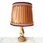 vintage lampenvoet marmer met roze lampenkap