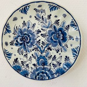 vintage delftsblauw wandbord bloemen handpainted
