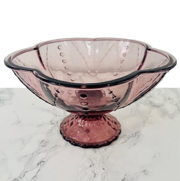 schaal glas roze paars boheems glas